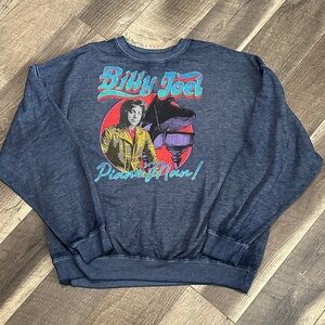 Graphic Navy Crewneck Sweatshirt - Billy Joel Piano Man Design
